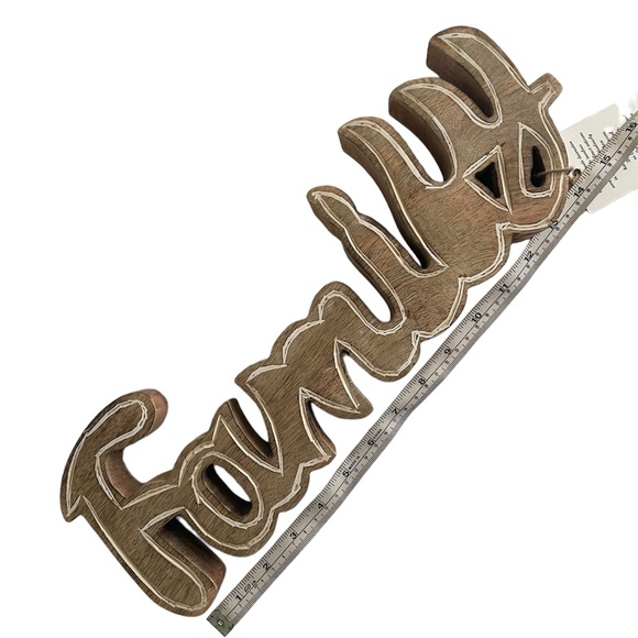 Wood Carved “Family” Home Decor NWT - Picture 4 of 8